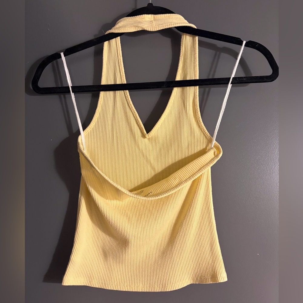 American Eagle Ribbed Yellow Halter Tank Top Small - Picture 5 of 6